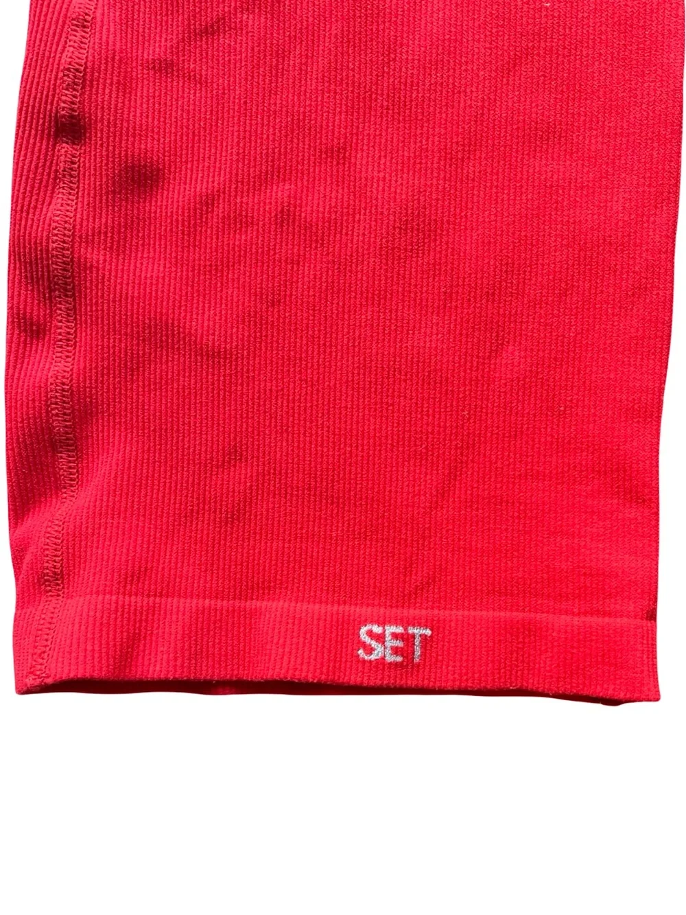 SET Active Red Ribbed Sleeveless Flare Bodysuit Jumpsuit One Piece Medium